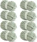 Hombys Sage Green Chunky Chenille Yarn for Crocheting and Knitting, Super Bulky