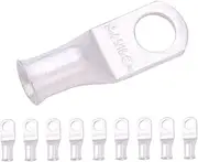 SELTERM UL Listed Marine Grade American Wire Gauge Lugs, Battery Cable Ends, Tin Plated Copper Eyelets, Tubular Ring Terminals, Closed End Crimp Connectors — 8 AWG (10 mm²) to 250 MCM (150 mm²)