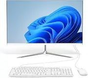 SIUGHVA All-in-One Desktop Computer 24" FHD, N5095 16GB RAM, 512GB SSD, Quad-Core, Wired Keyboard & Mouse, RGB Speaker, White (N5095/16G/512G)