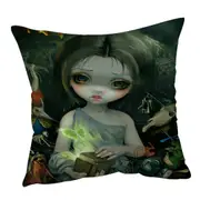Gothic Scary Art Girl Opened the Pandora Box Cushion Cover