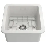 Cuisine 46x46cm Inset Undermount Fine Fireclay Sink, Gloss White