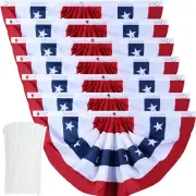 American Flag Bunting Patriotic Pleated Fan Flag USA Flags with Brass Grommet...