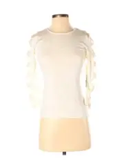 CeCe by Cynthia Steffe Sweater Womens XXS Ivory Cut Out Sleeve Pullover