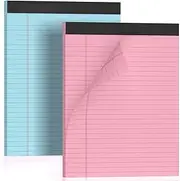 DORFAS Colored Legal Pads 8.5x11 Legal Pads 2 Pack Wide Ruled Notepads Colored Note Pads 8.5x11 Perforated Legal Notepads 21LB Legal Pad 30 Sheets Writing Pads for School, College, Office (Pink/Blue)