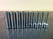 #af718 NEW!! Snap-On 1/2" DRIVE 10,12-19mm 6 POINT DEEP SOCKET SET 310TSM
