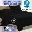 2000TC 100% Cotton Single/Double/Queen/King Bed Flat Fitted Sheet Set Pillowcase