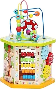 Lavievert 9-in-1 Play Cube Activity Center Multifunctional Bead Maze Toddler Educational Toys Game