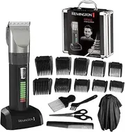 Remington HC5811 Professional Hair Trimmer (Self-Sharpening Ceramic Blades, 10 Attachment Combs, Mains / Battery Operated, Durable Lithium Battery, Professional Aluminium Case, Hairdressing Cape) Hair Trimmer, Hair Trimmer