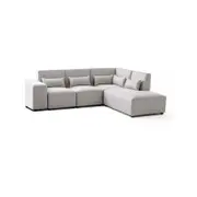 Foret 5 Seater Sofa Modular Corner Lounge Couch Fabric Right Chaise Beige L Shape