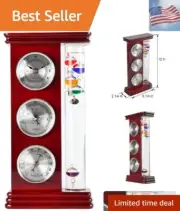 Analog Weather Station, with Galileo Thermometer, a Precision Quartz Clock, a...