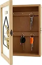 Wall Mount Wood Key Box With 6 Hooks - Decorative Cabinet for Storage and Organization - Rustic Farmhouse Rack for Entryway, Doorway, Hallway, Office, Home Décor