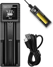 Battery Charger, Smart Rechargeable, Maintainer LCD Display, 3.7V, Convenient Type-C Input, Safe for Li-Ion Batteries, Rate 5W for Indoor and Outdoor AA Batteries