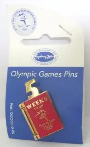 5 WEEKS TO GO CALENDER DATE SYDNEY OLYMPIC GAMES 2000 PIN BADGE COLLECT #302