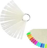 50pcs Nail Swatch Sticks with Ring,Fan-shaped Nail Art Polish Practice Display Nail Sample Sticks (B)