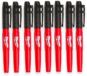 Milwaukee Inkzall Point Markers, Fine, Black (8)