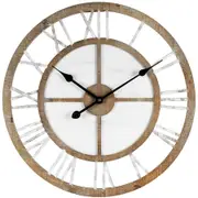 Willow & Silk Wooden 60cm White Round Roman Numerals Analogue Wall Clock