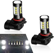 dawfall Pack-2 Car 9005 80W LED Fog Light, High Power Anti-fog Waterproof Instant Start Bulb, 60,000 Hours Plug-and-play Long Life Bulb Replacement, Universal for Cars Lighting Accessories (White)
