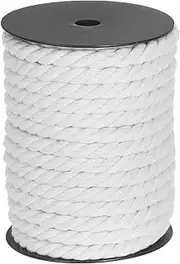 sourcing map Cotton Rope 3 Strand Twisted Braided Rope Cord, White 23m/25 Yard 10mm Dia for Wall Hanging, Plant Hanger, Knitting, Macrame Knotting