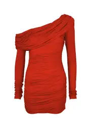 Blumarine One-shoulder Ruched Jersey Mini Dress - Red - IT42 (UK10 / S) IT42 (UK10 / S)