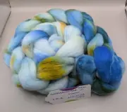 Hand Dyed Wool Roving Falkland/Merino Blend Blues Browns Greens 5.95 Oz