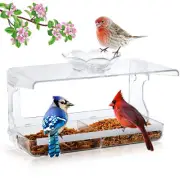 Window Wild Bird Feeder Clear Perspex House Hanging Seed Tray Feeding Station