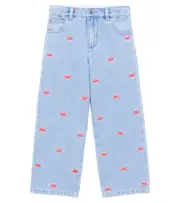 [Stella McCartney Kids] Stella McCartney Kids Embroidered jeans Y 3 blue