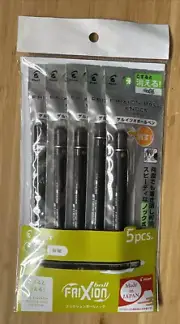 Pilot FRIXION BALL KNOCK 0.5mm Erasable Gel Ink Pen Black Pack Of Five(5) In Bag