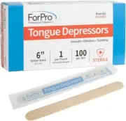 Senior Tongue Depressors, Large Wax Applicator Sticks, 6" Senior Sized, Sterile,