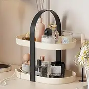 JIOUHM Makeup Storage Organizer with 2 Tier, Jewelry and Makeup Organiser, Multi-purpose Desktop Cosmetic Storage Organiser, Large Capacity Skincare Countertop Tray for vanity