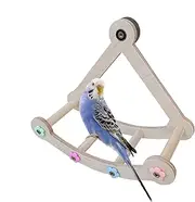 Parrot Cage Swing, Funny Safe Natural Hammock, 9.45 x 7.87 x 3.94 inches, Sturdy Wooden Perch, Chew Resistant Hanging Toy, Bird Swing Accessories for Cockatiel, Conure, Parakeet (White)