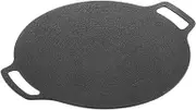 1 PCS 38Cm Thick Cast Iron Frying Pan Flat Pancake Griddle Non-Stick BBQ Grill Induction Cooker Black