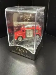 ELGIN COLLECTIBLE FIRE ENGINE MINI CLOCK ~ NEW IN SEALED DISPLAY BOX