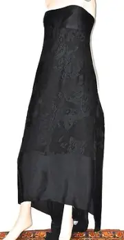 $1600 DONNA KAREN NY Black Silk Formal applique Dress/Gown w/Shawl NWT Sz 8