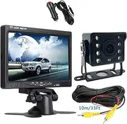 Car Monitor 7 Inch LCD Display for Truck Bus Van Rear View Kit, with Car IR Night Vision LED Reversing Camera