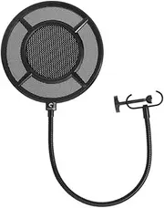 JEWEDECO Mic Filter for Recording Pop Filter Microphone Guard Windproof Cover 360-degree Rotatable Black