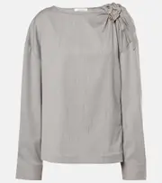 [Jacques Wei] Jacques Wei Embellished wool blouse AU 14 grey