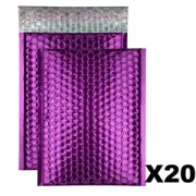 20 Pcs Purple Premium Metallic Padded Bag Bubble Mailer Envelope 01 160 x 230mm