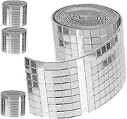 4 Rolls Self Adhesive Square Mosaic Tiles Flatback Gems for DIY Crafts Home Decor for Photo Frames Cups Wall Art Each