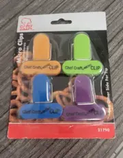 Select Plastic Micro Bag Clips, 4 Piece Set, Purple/Orange/Green/Blue