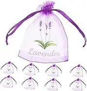 MUELODSIC 50pcs Lavender Sachet Bags Small Mesh Drawstring Pouches for Closet Storage Light Purple Fabric Bags for Freshening Organizing Dried Flowers and Spices and Versatile Use