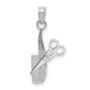 14K White Gold Comb And Scissors Charm