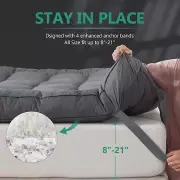 Gray 5 Inch Goose Duck Feather Bed Extra Thick Mattress Topper Pillowtop Cotton