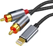 TIEDXIOY 4FT RCA Audio Cable for iPhone, [MFi Certified] iOS to 2 RCA Aux Cable Compatible with iPhone 14/13/12, iPad, iPod, RCA Stero Cable for Spearker, Subwoofer,Car, Amplifiers, Home Theater
