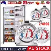 2/4Pcs Large Dial Stainless Steel Freezer Fridge Thermometer with Red Indicator