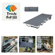 Folding Camping Cot for Adults, Compact Sleeping Cots with Side Pocket, Porta...