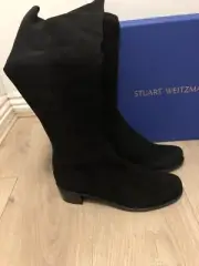 New Stuart Weitzman Reserve Boots - Black Suede -Size 38.5 -RRP $1240