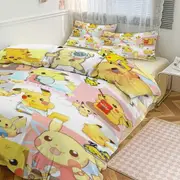 Bed Sheets g667 Pik_achu Print Bedding Set Pattern Duvet Cove Set 3 Pieces 1 Quilt Cover And 2 Pillowcases for Women Men Teens tq667 Bed Sheets