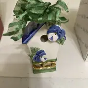 Decorative Vintage Mud Pie Pansy Birdhouse Box 159