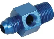 Big End Performance 3/8In Npt Male To 6 Male 1/8In Npt Port Blue Gauge Adapter