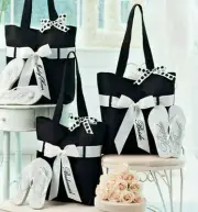 Bridal Party Matching Tote Bag & Flip Flops Beach Wedding Gifts Black White